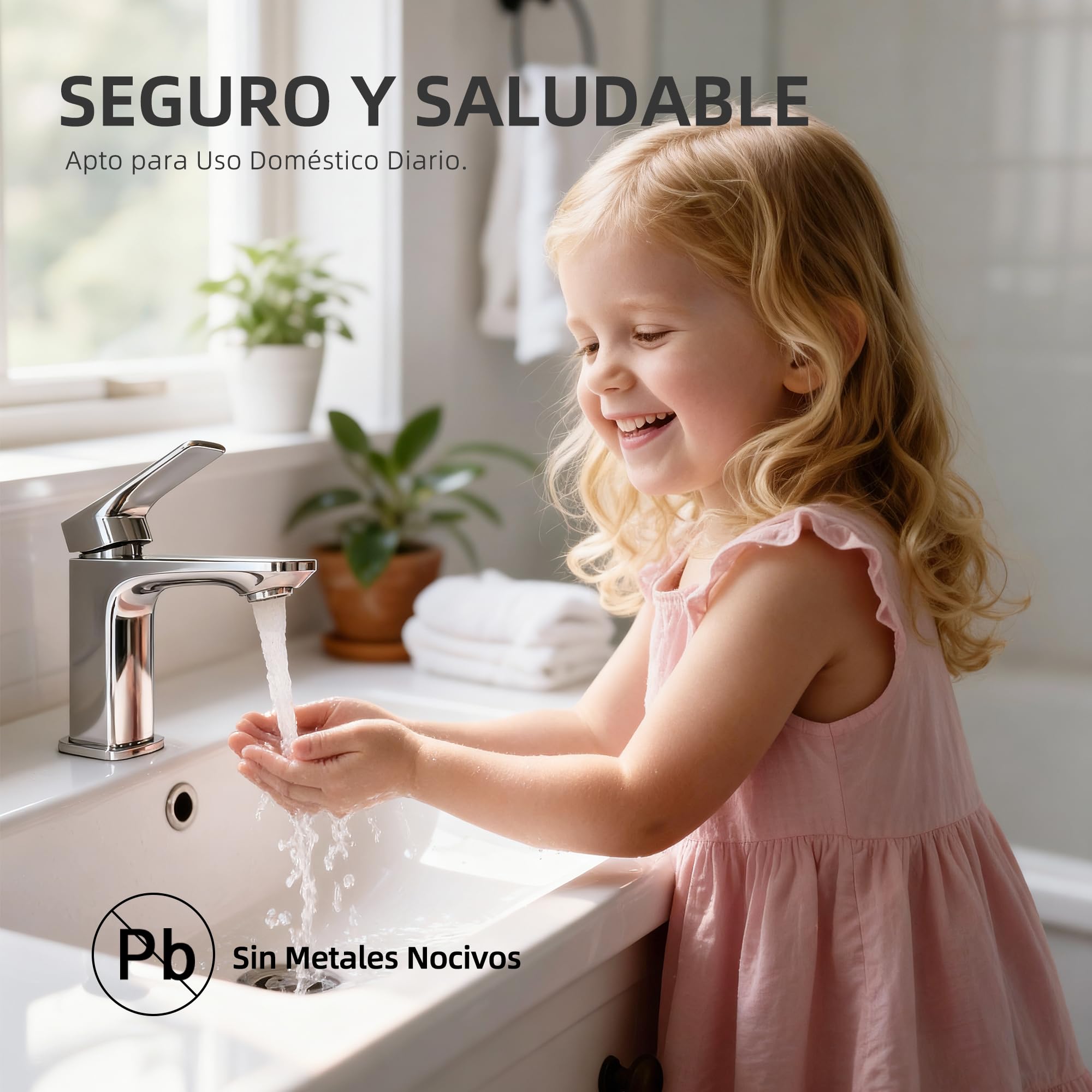 BELZ Grifo monomando de lavabo para baño, cartucho cerámico, instalación fácil, ahorro de agua y energía, diseño moderno