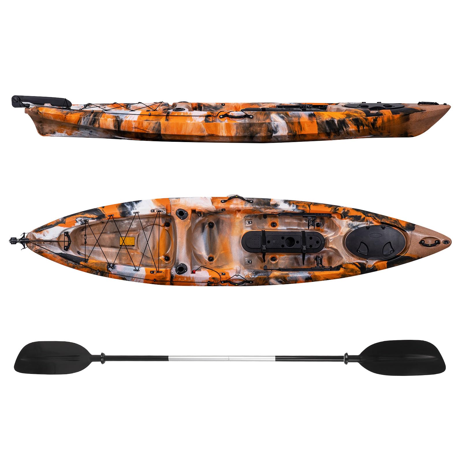 GarveeLife Fishing Kayak, Sit on Top Kayak 11.9 ft for Adults, with Paddle & Comfortable Seat, Hard Shell Recreational Ocean Kayak Boat for Lake, River, Sea