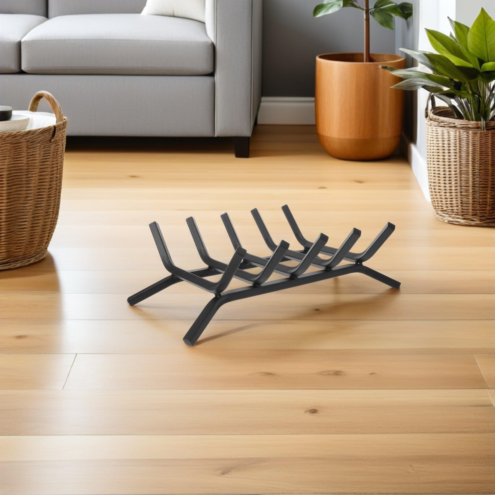 Healeved Portalegna da Interno in Metallo Nero Design Moderno, Supporto per Legna Compatto ed Efficiente per Accanto al Stufa o Campeggio