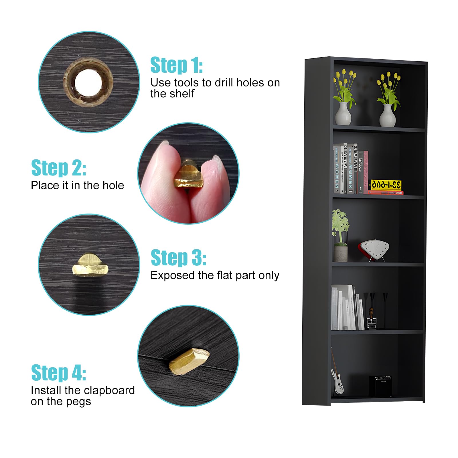 5mm Shelf Pegs & Pins, 80Pcs Cabinet Shelf Support Pins for Wood Shelving — Amazon image 4