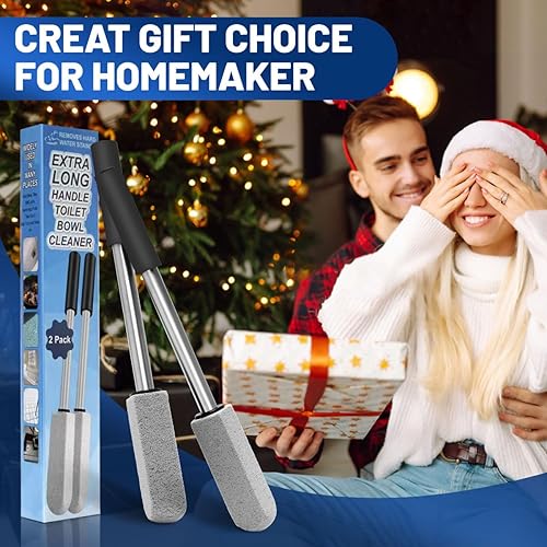 Miniatura 8 de Paquete de 2 piedras pómez para limpieza de inodoros, mango extra largo de 16.14 pulgadas, piedra pómez, cepillo limpiador de inodoro para inodoros,