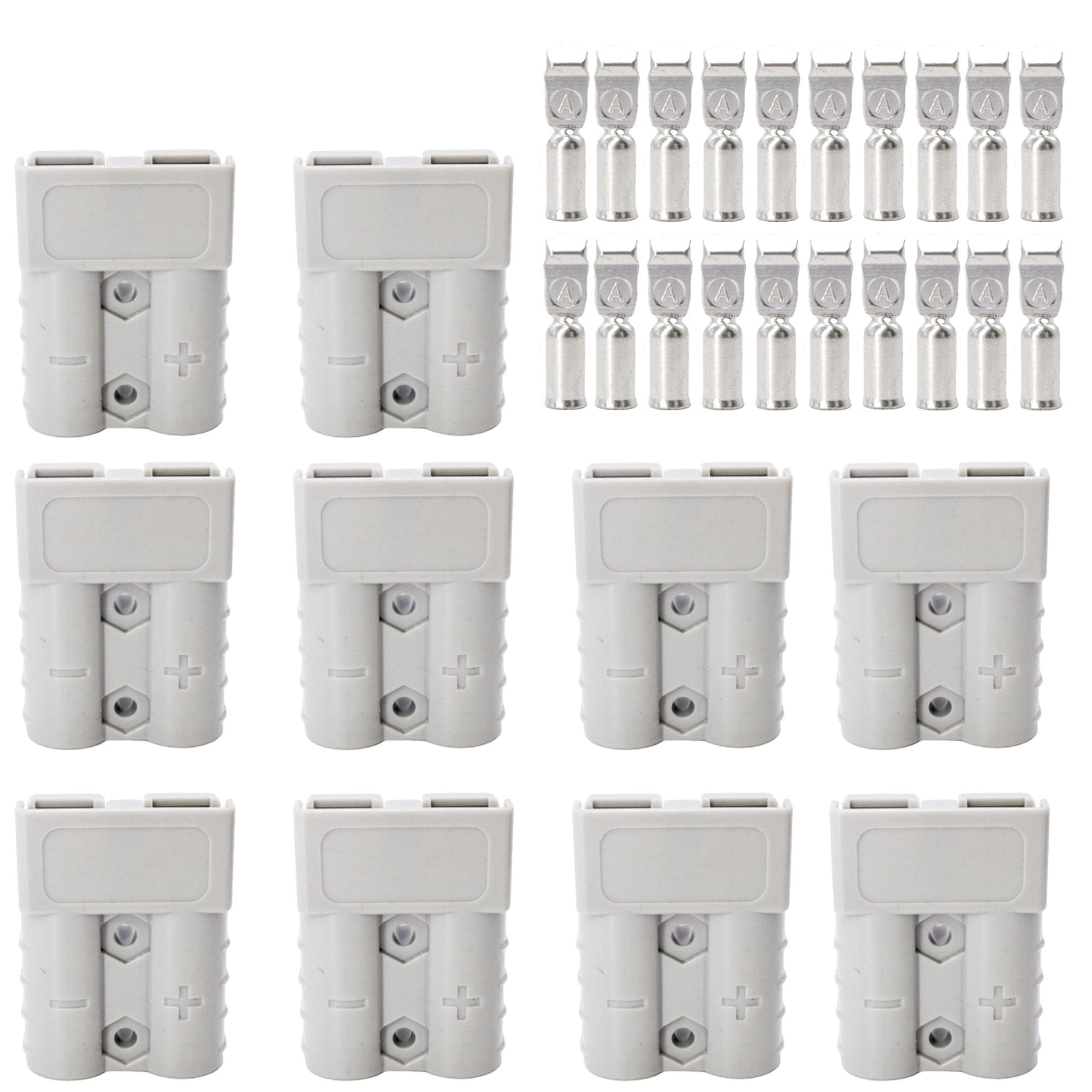 HISports 10 x Stecker Anderson Stecker 50A Batteriestecker, Stecker Kabelklemme, 600V 50Amp Schnellanschlussstecker für Anderson Gabelstapler Wohnwagen Anhänger Stecker