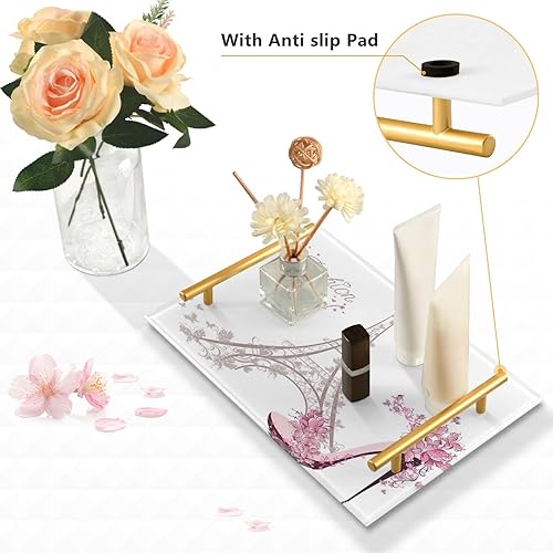 Miniatura 4 de Bathroom Sink Vanity Trays Eiffel Tower Floral Jewelry Dish Organizer Perfume Tray High Heeled Shoes Coffee Plate Holder Food Kitchen Trays Dresser