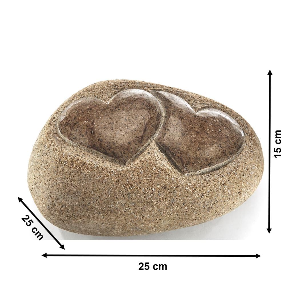 Kobolo Dekostein Heart aus Naturstein, 25x25x15 cm, Stein mit Herzmotiv, dekorativer Stein für den Indoor- und Outdoorbereich, Zierstein