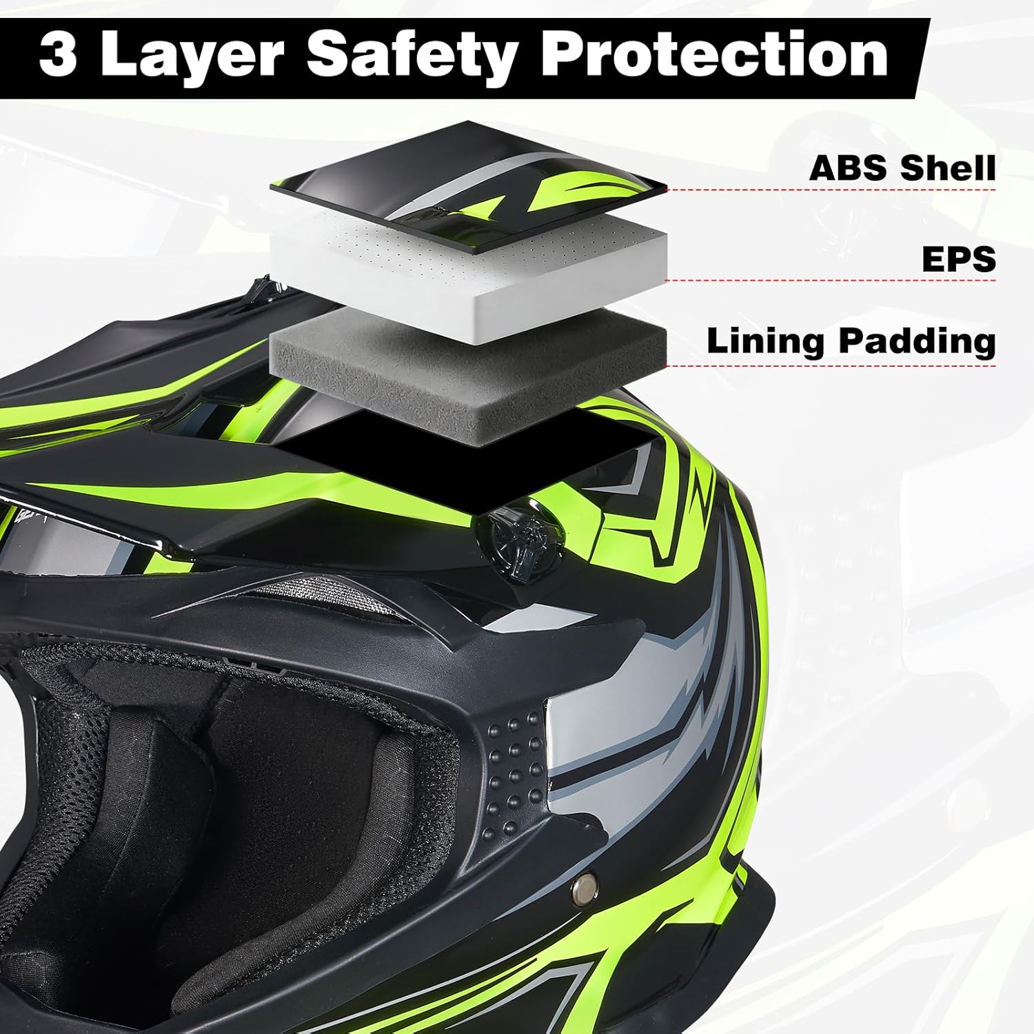 Youth Kids Dirt Bike Helmets, Kids ATV Helmets Motorcross BMX MX Off-Road Motorcycle Helmet JF605 with Goggles Gloves Dirtbike Helmet DOT Approved