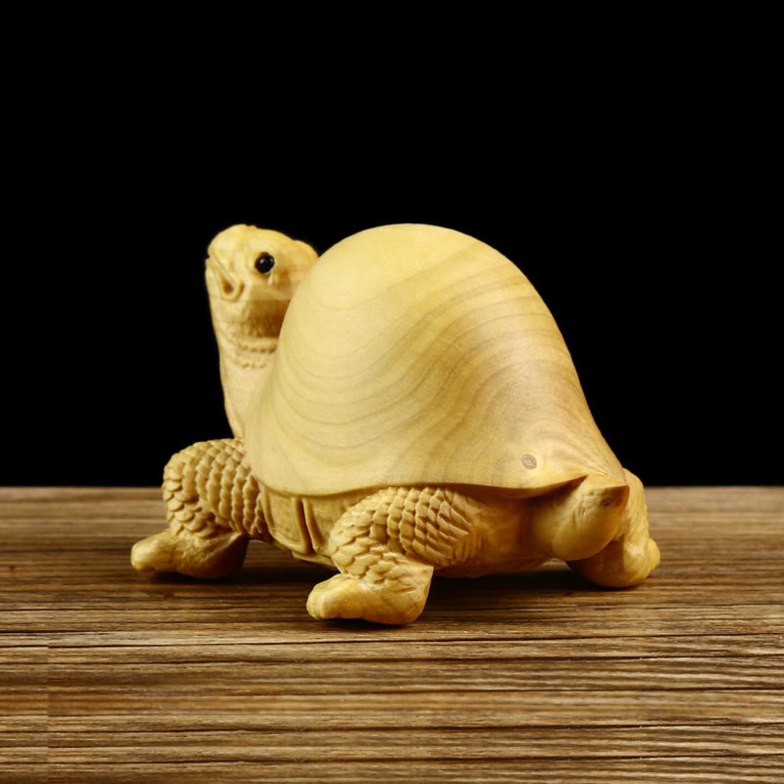 Amazon.co.jp: 置物 小さな葉のツゲの木の彫刻のカメハンドルの彫刻の