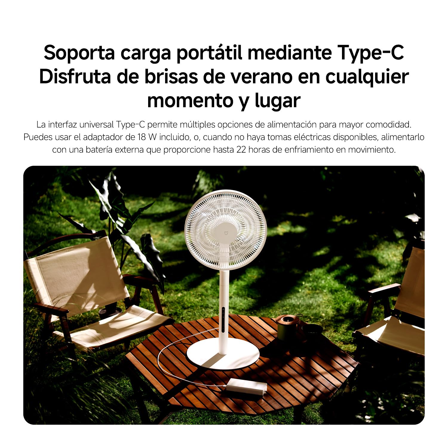XIAOMI Smart Standing Fan Pro Slim, Ventilador DC Silencioso con Mando | Ventilador inteligente DC con 8 modos, 100 velocidades por App. Ventilador de suelo y mesa con USB-C y estuche para camping.