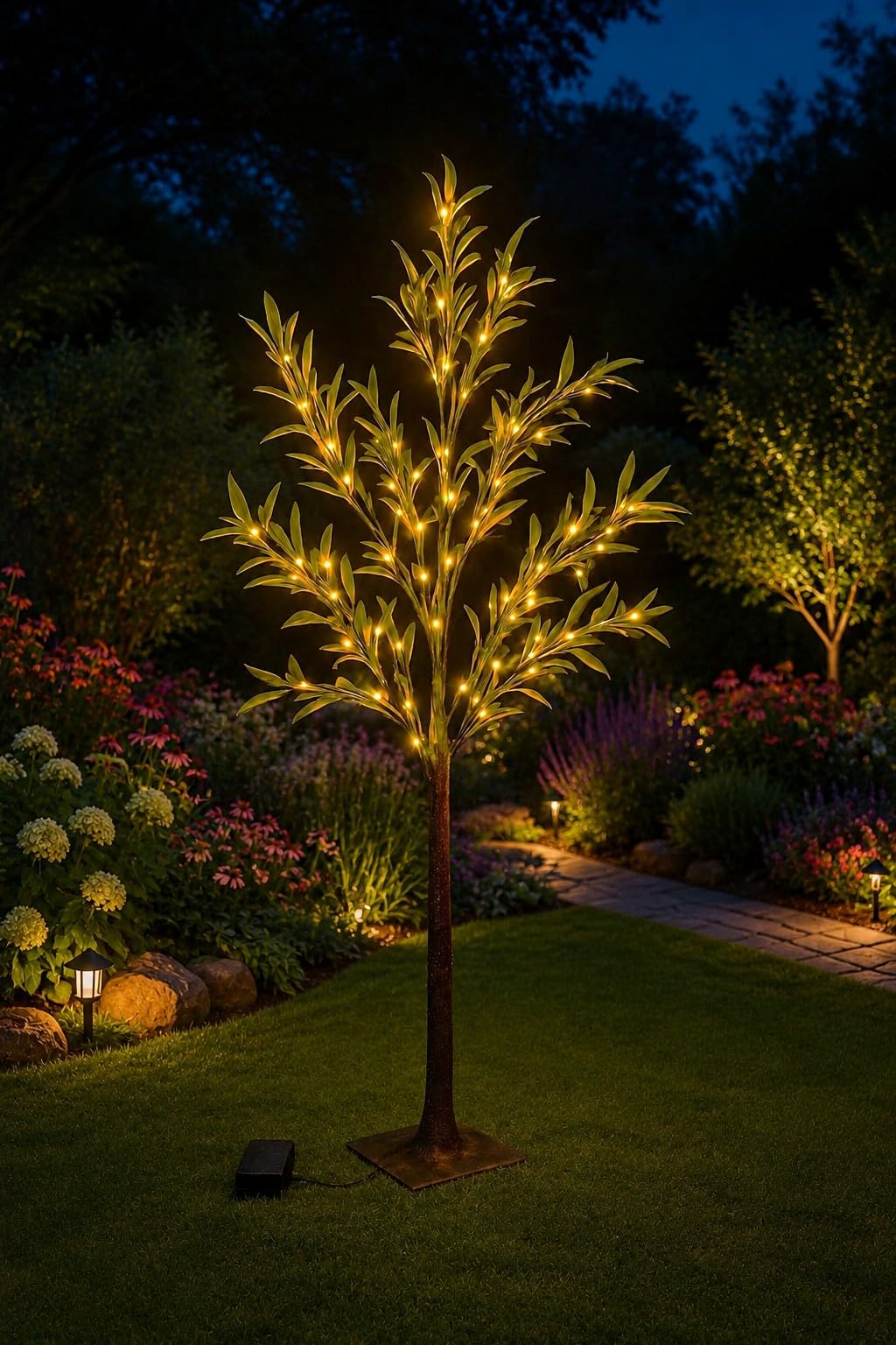 Spot On Dealz 1.2M Solar Powered Olive Tree With 150 Microdot Led Lights Warm White Garden from B&Q