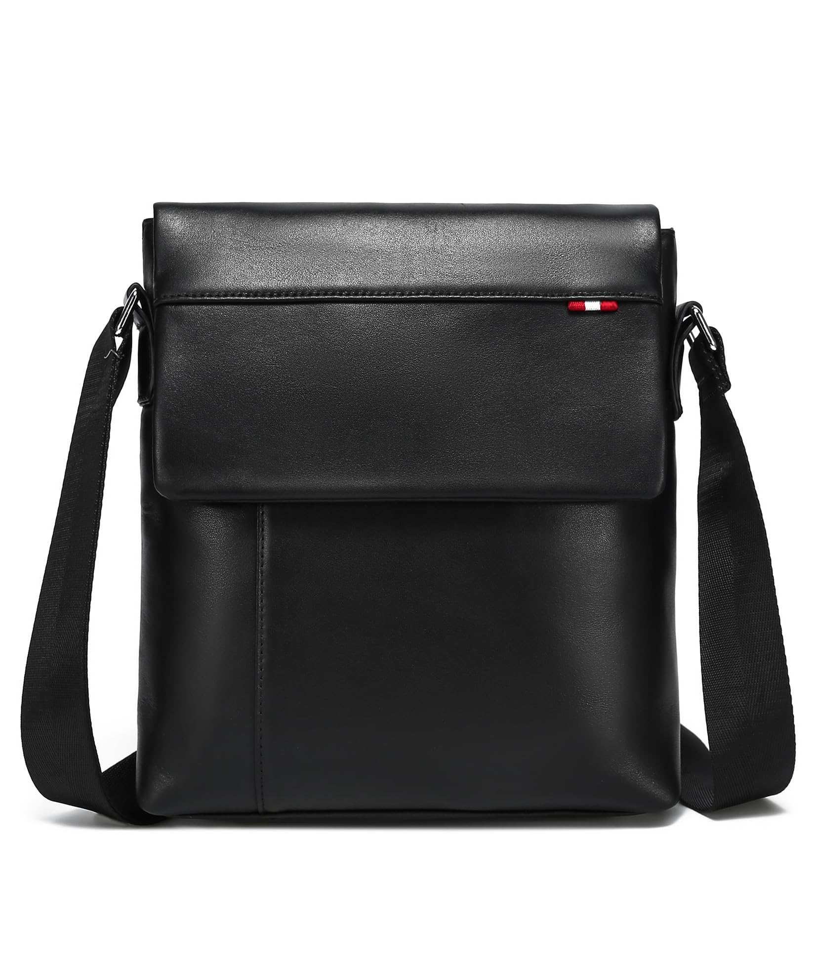 LANNSYNE Genuine Leather Men's Shoulder Bag Popular Leather Shoulder Bag for Men 10.5 Inch iPad Compatible Commuting Casual Outdoor Men's Bag Black