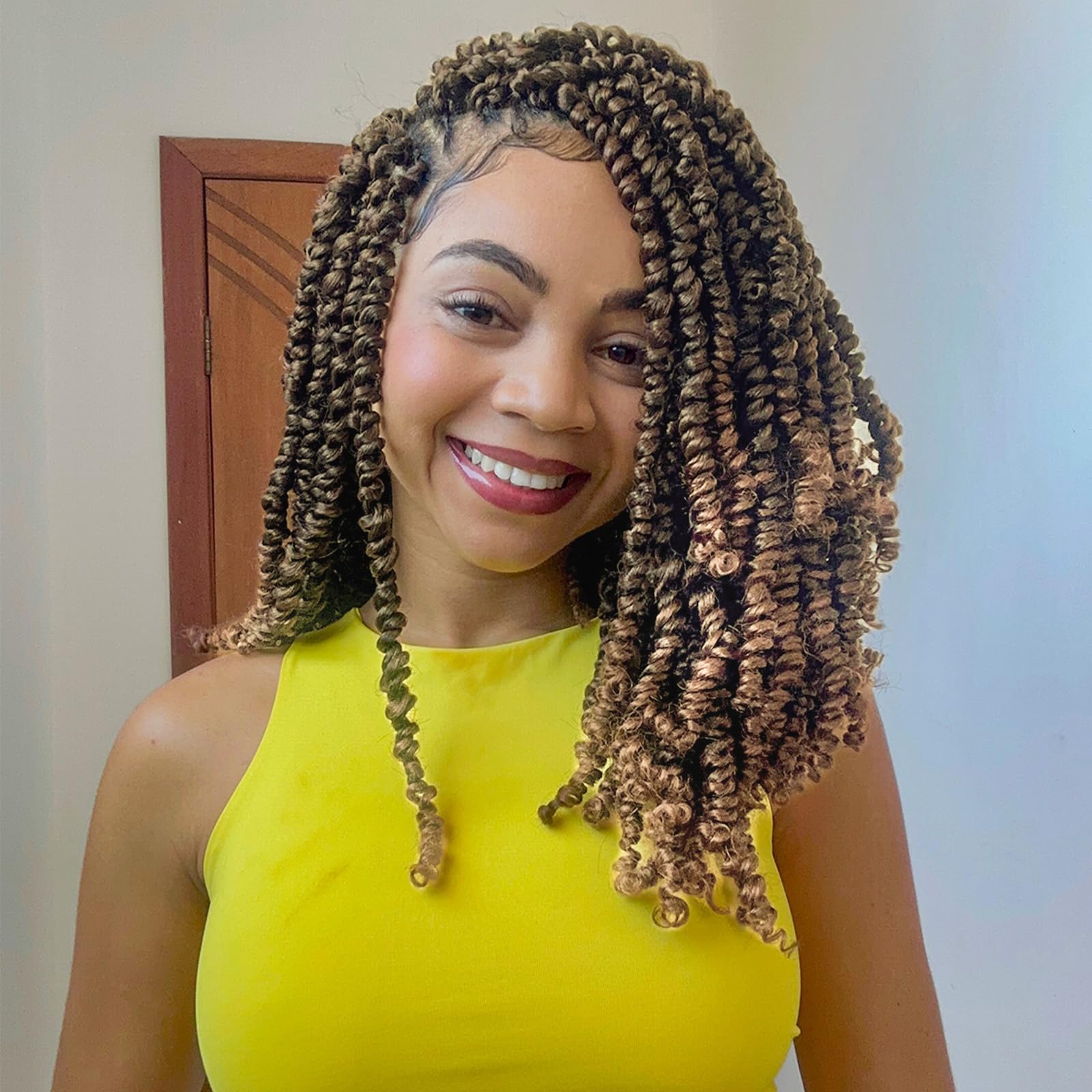 Fulcrum Passion Twist Hair 12 Inch, 8 Packs Passion Twist Crochet Hair for Black Women, Prelooped Crochet Twist Hair with Curly Ends (12Inch, T27#)