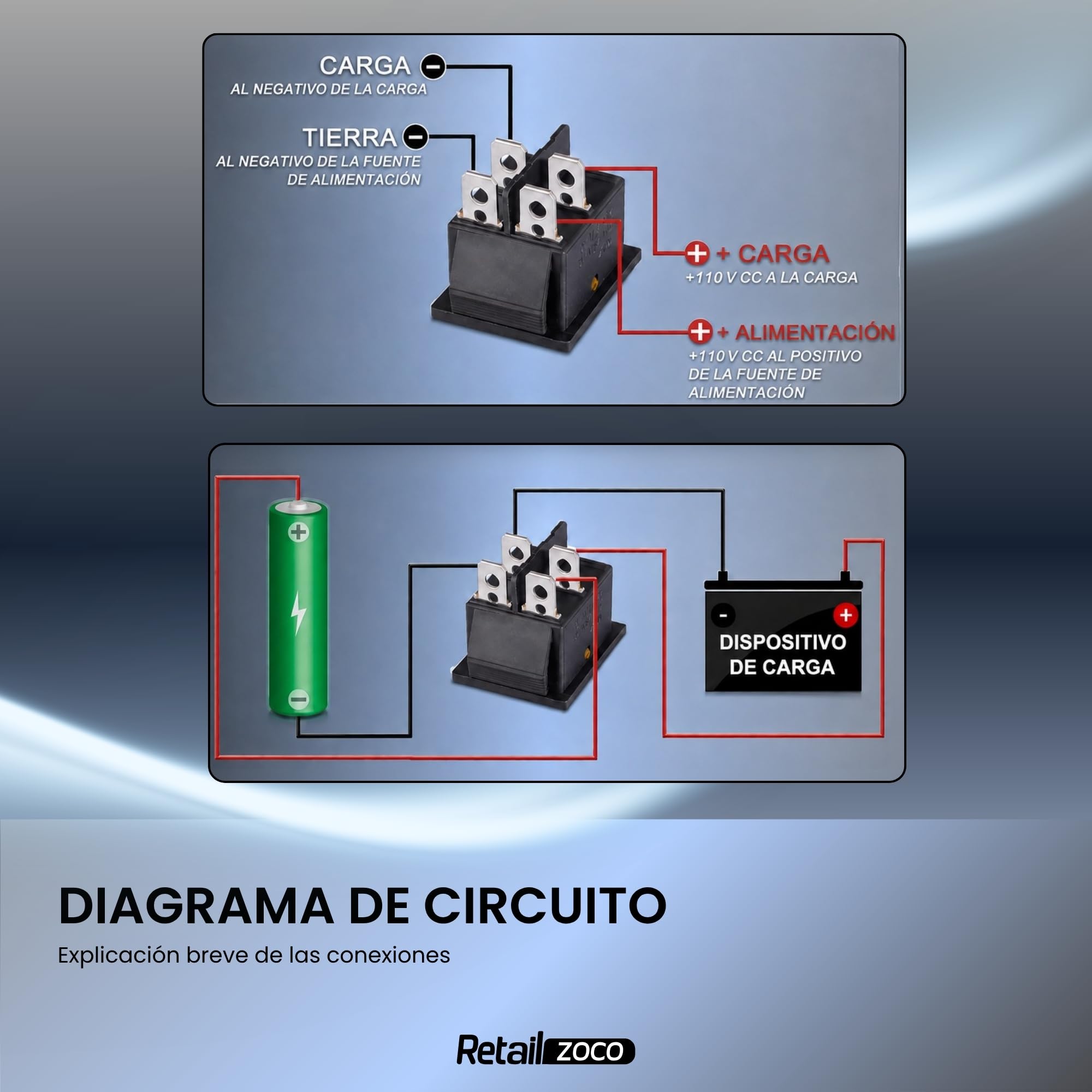 Interruptor Basculante DPST ON/OFF 4 pin, Luz Verde, 1 Unidad - imagen 6