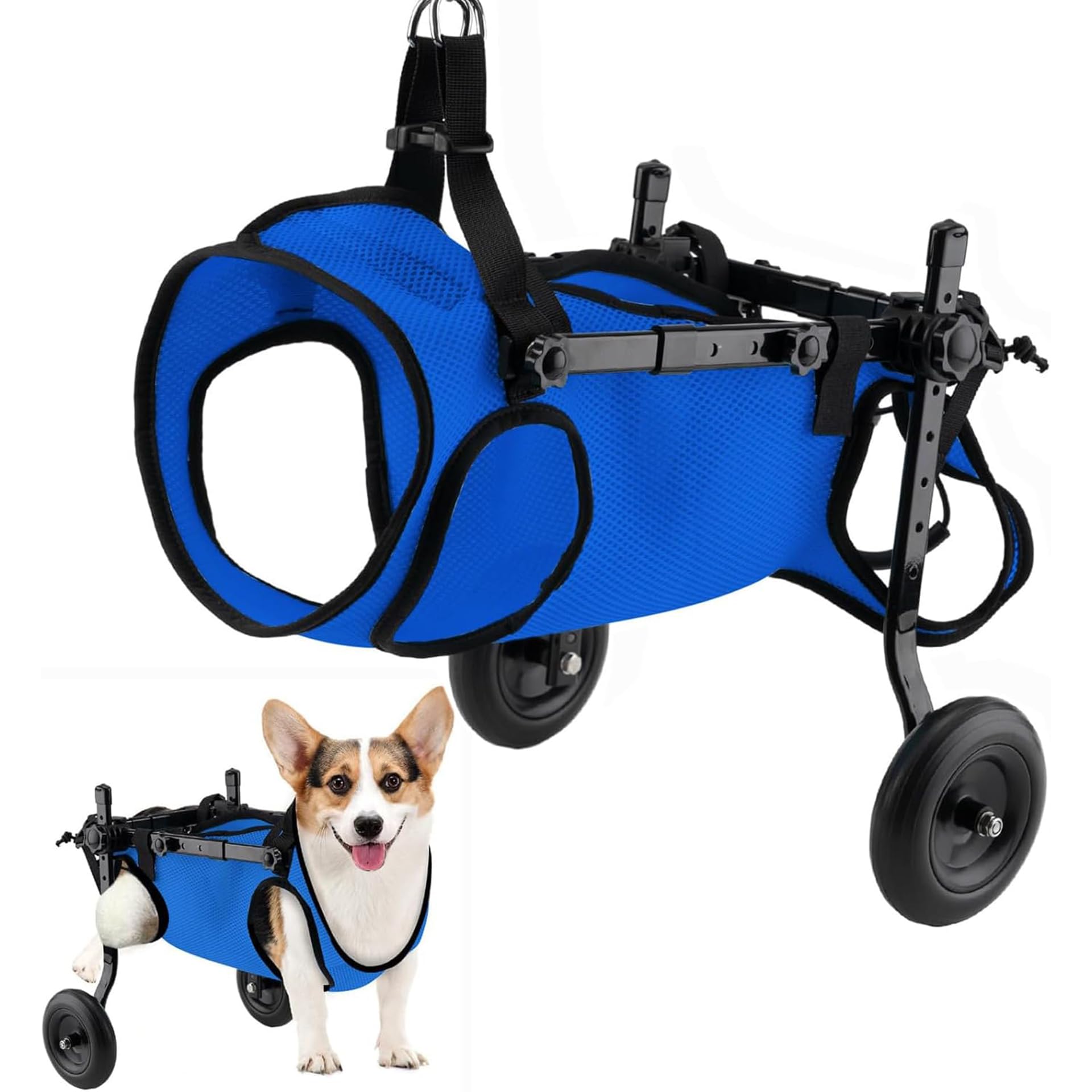 YIHANGG Silla de Ruedas para Patas Traseras para Perros Ajustable Soporte para Patas y Cadera para Perros Ayuda a Mascotas con Parálisis en Las Extremidades Traseras a Recuperar su Movilidad(Size:M)