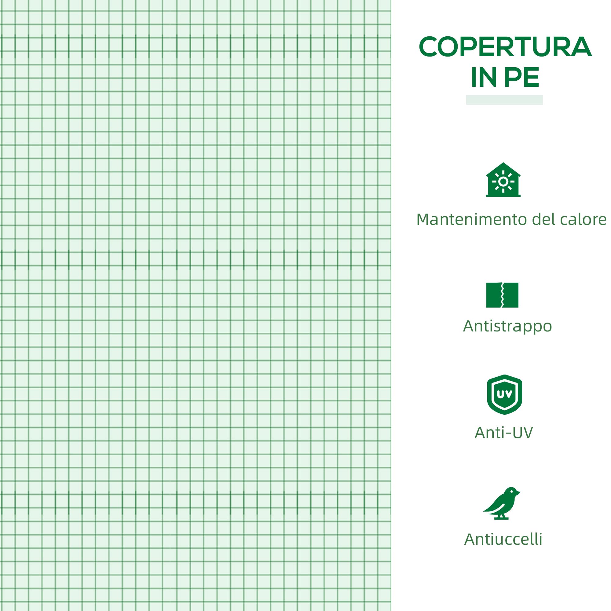 Outsunny Serra da Giardino a Casetta con Copertura in PE, Serra per Orto con Picchetti e Bordi Estesi per Piante e Fiori, 120x60x60cm, Verde
