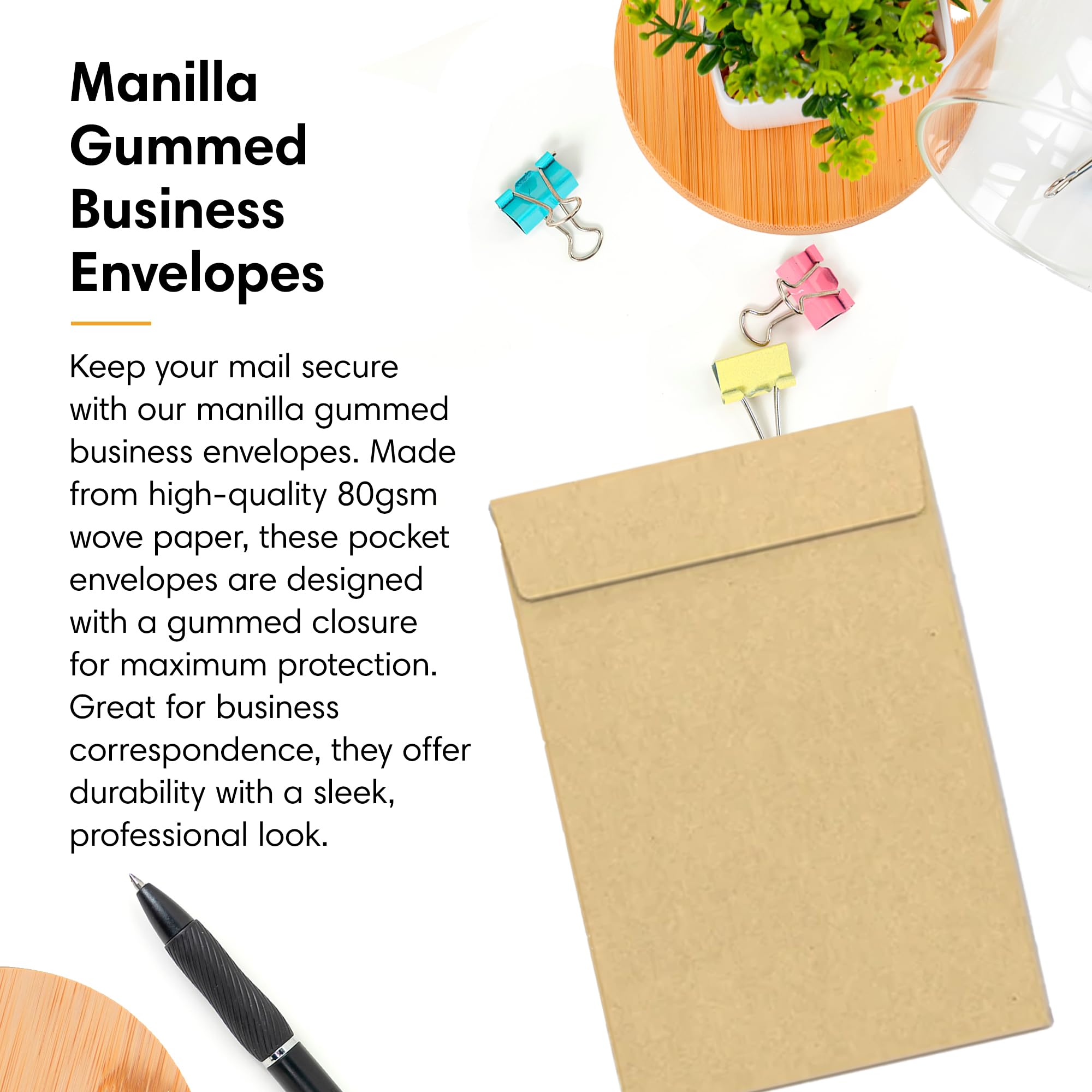 Lempac Professional Manilla Business Envelopes with Secure Gummed Closure 1000 Pack - Image 4