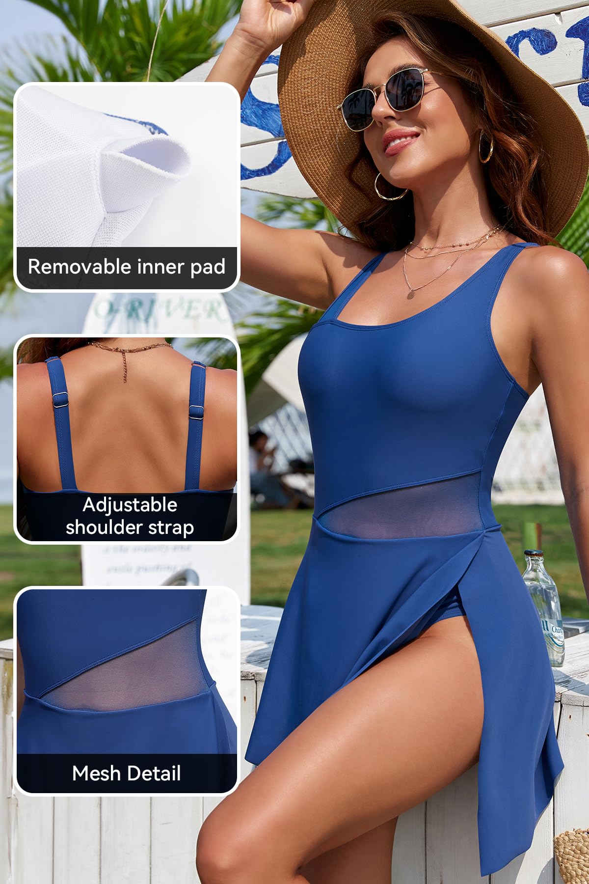 SHEKINI Costume da Bagno Donna Intero Design Diviso Costume Intero Donna con Gonna