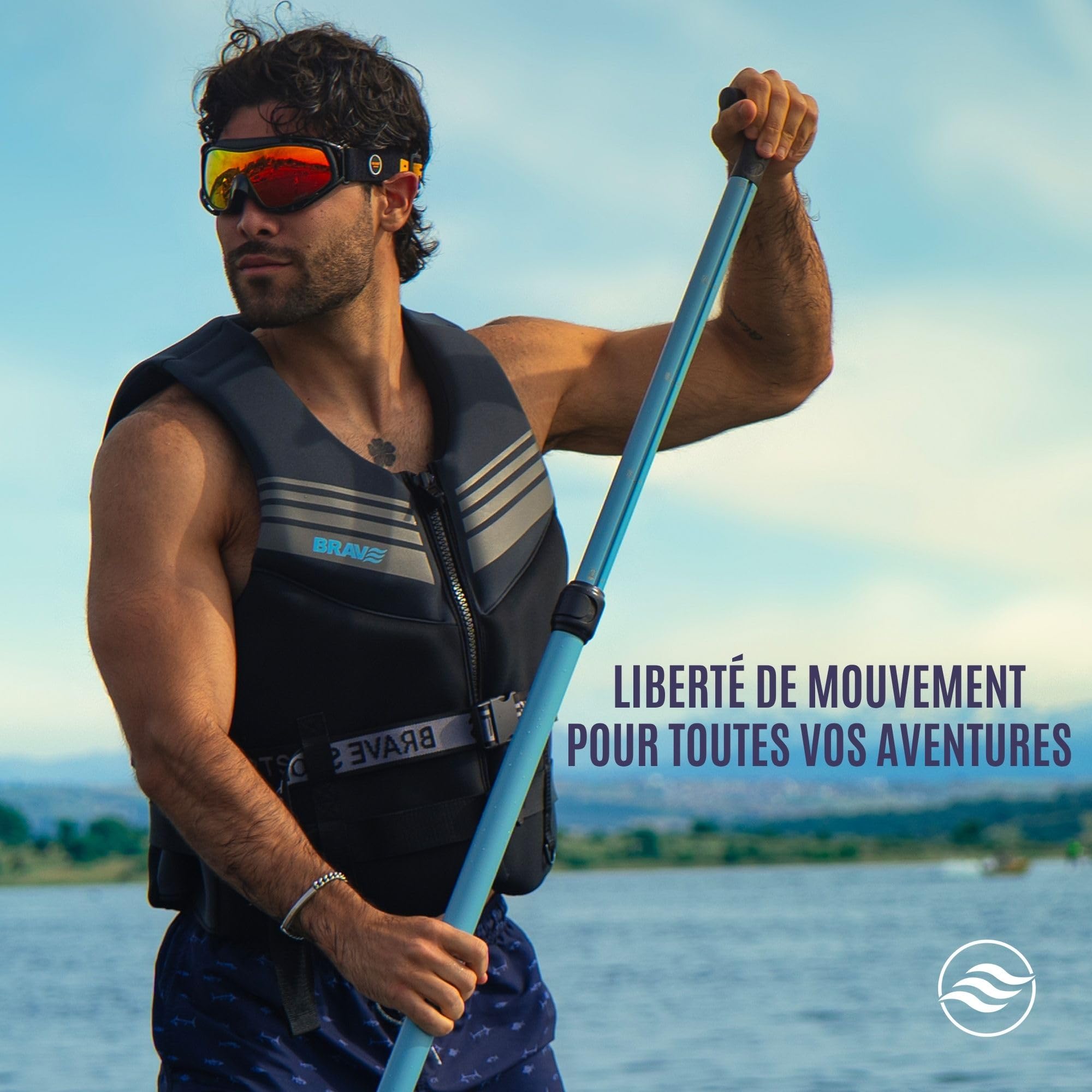 Gilet d'aide à la Flottabilité 50N Certifié pour Adulte – pour Jet Ski, Kayak, Paddle Surf – Néoprène + EPE – Fermeture Éclair, Sangles Réglables