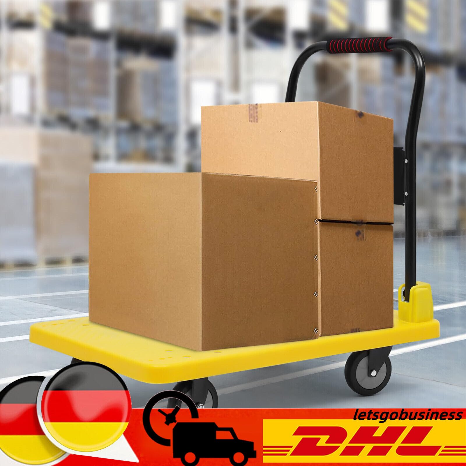 Plattformwagen Transportwagen Klappbar Handwagen Sackkarre Klappwagen Bis 400 kg Tragkraft für Lager Lieferung Transport Schränken Kisten schweren Maschinen Holzbrettern Gartenwerkzeugen Gepäck