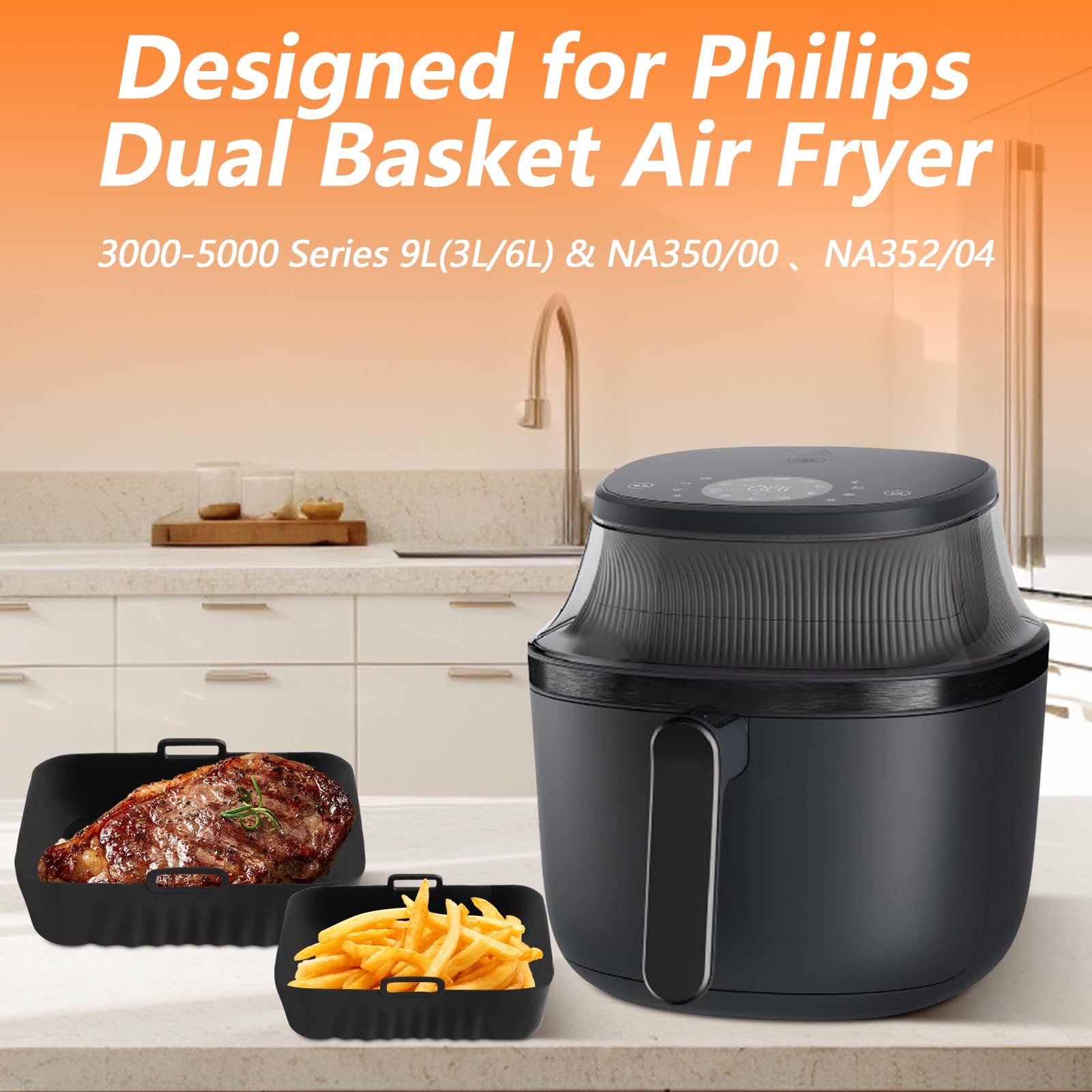 Accessori per friggitrice ad aria calda Philips Dual Basket Airfryer serie 3000, stampo in silicone per friggitrice ad aria calda Phillips Airfryer 3000 Dual Basket Accessori 6L/3L