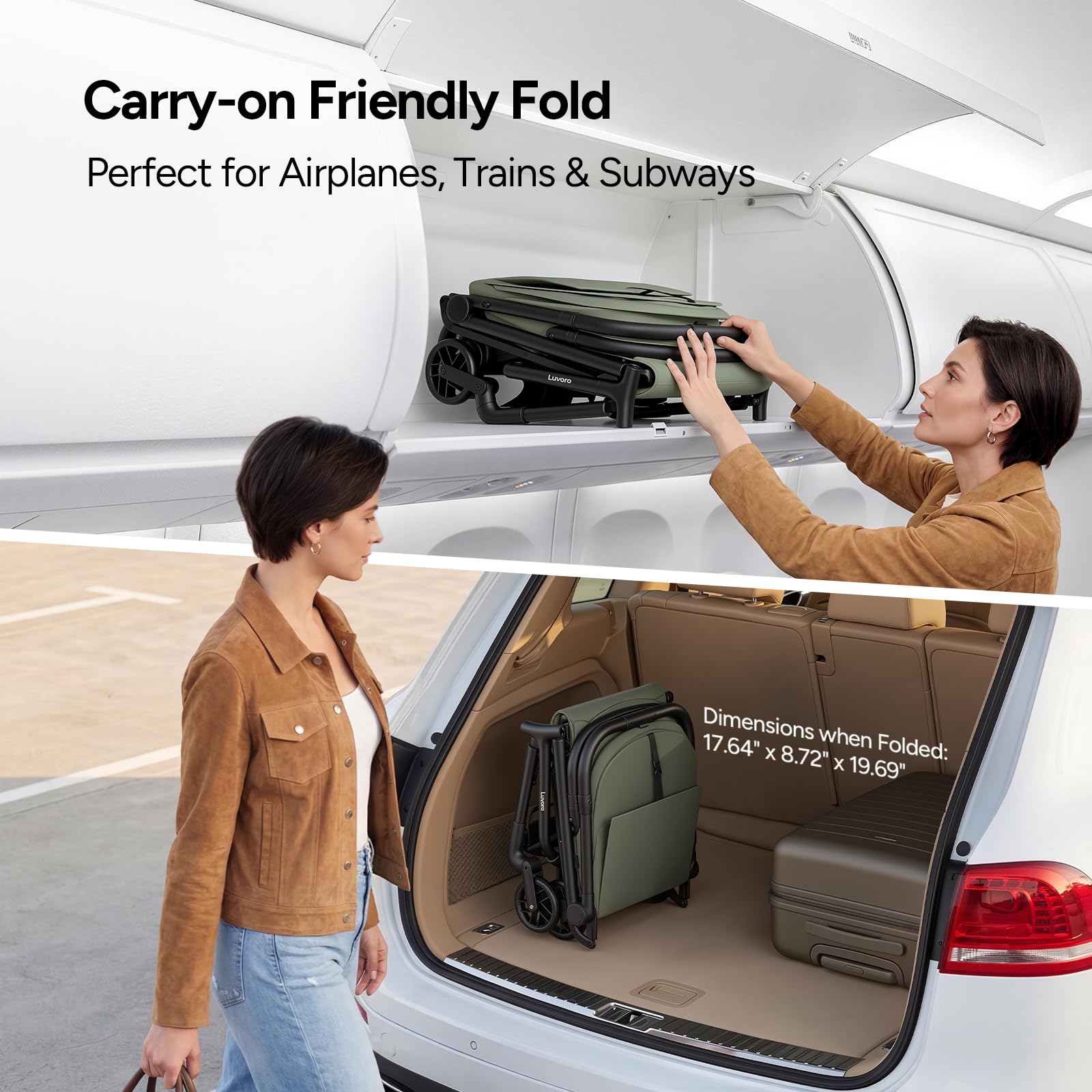 Neo Lightweight Travel Stroller with Snack Tray, Airplane-Friendly Compact Baby Stroller, One-Hand Fold Portable Stroller for Toddler 0-55lbs, Adjustable Recline Seat, UPF 50+ Canopy,Rain Cover - 5