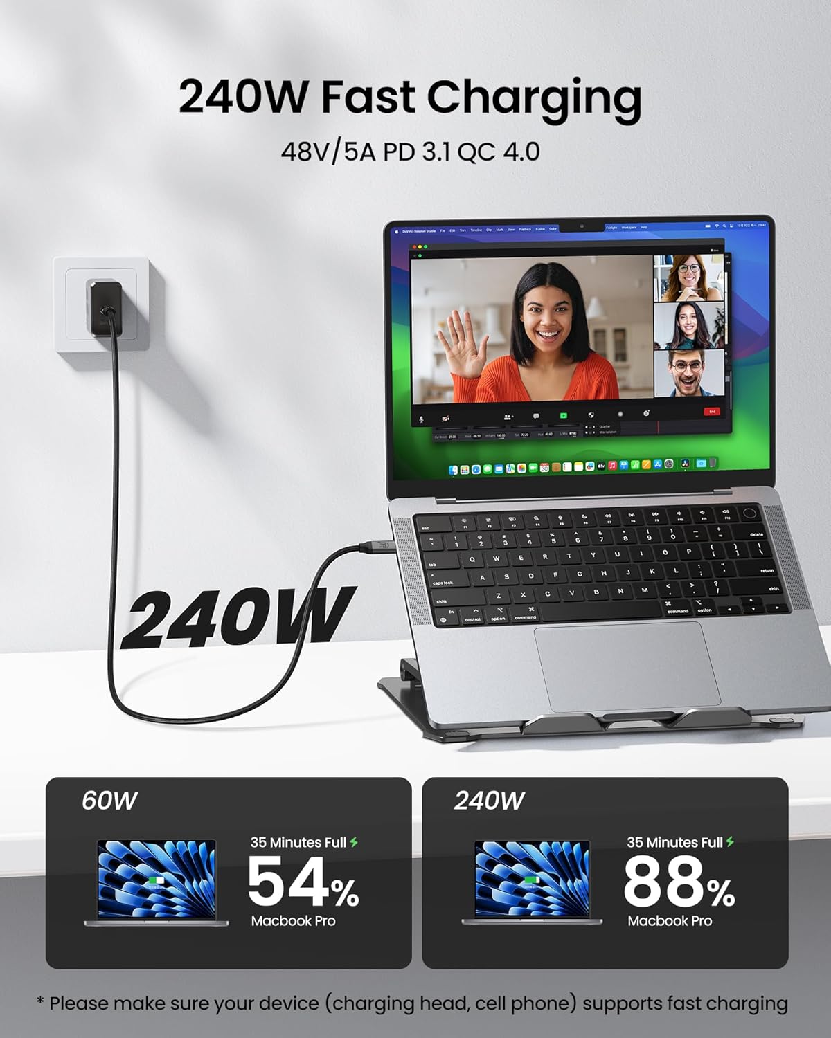 Silkland USB C Monitor Display Cable 3.3FT 4K@144Hz/60Hz, 8K USB C 3.2 Gen 2x2 Video Cable, 20Gbps Data Transfer, 240W PD Charging, Type C Compatible for iPhone 17, MacBook, CarPlay, Portable Monitor - Image 5