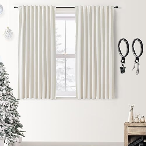Miniatura 59 de SHINELAND Cortinas opacas de 102 pulgadas para sala de estar, cortinas opacas con pestaña trasera de 102 pulgadas de largo para dormitorio, Crema