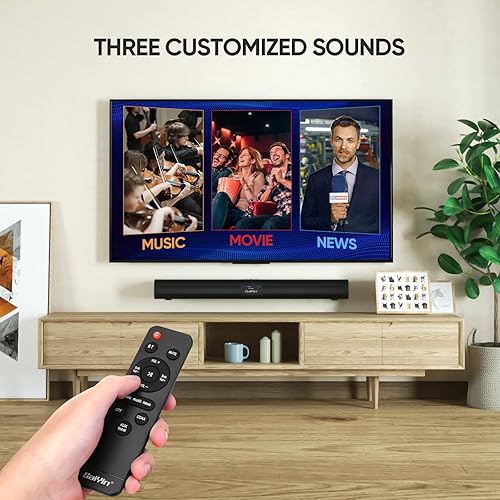 Miniatura 5 de Saiyin Barras de sonido para TV, barra de sonido de 24 pulgadas con entradas HDMI (ARC), ópticas, AUX y Bluetooth, barra de sonido para TV y sistema