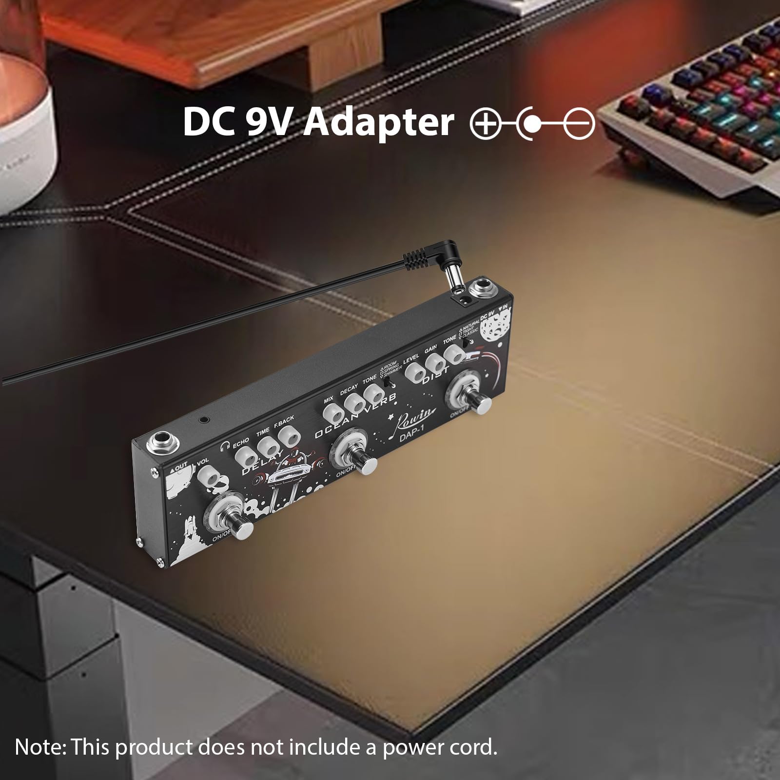 Pedal de Efectos múltiples para Guitarra 3 en 1, retardo/verbo oceánico/distorsión, Carcasa de aleación de Aluminio con función True Bypass, Pedal de Efecto de Guitarra eléctrica portátil
