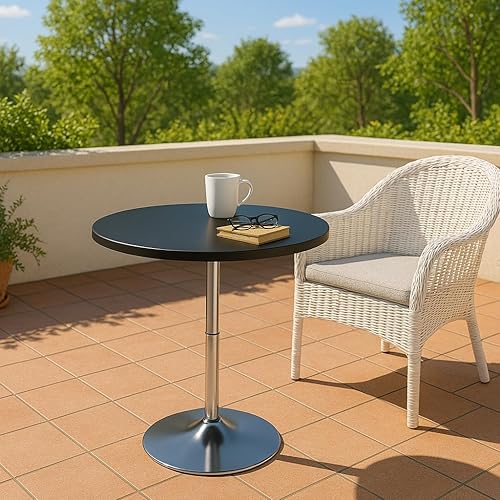 Miniatura 2 de Magshion Mesa redonda de barra de altura ajustable de 23.5 pulgadas, rango de 27.5 a 36 pulgadas, mesa giratoria de MDF de 360° para comedor,