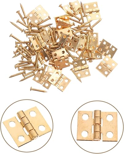 Miniatura 6 de Gadpiparty 1 Set Copper Hinge Gold Door Hinges Folding Cabinet Hinges Replacement Hinge Screws Antique Hinges Retro Hinges Replacement Hinges for