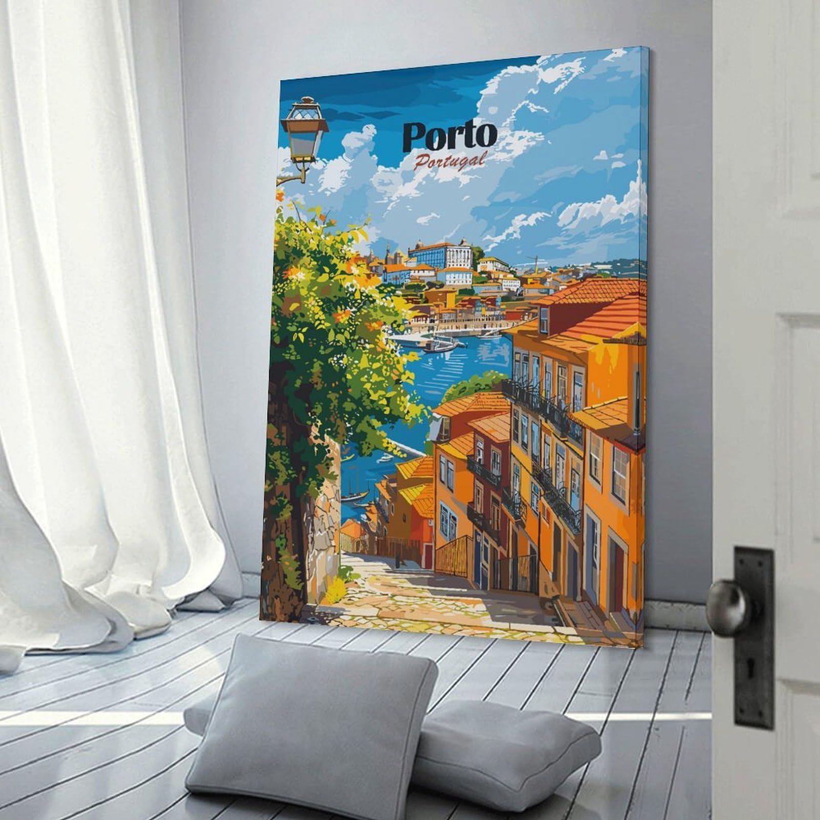 Junmoney Porto, Portugal Travel Decorative Wall Artwork 16x24inch(40x60cm), for New Homes, Bedrooms Or Workspaces, A Wall Art Gift for Fresh Interiors