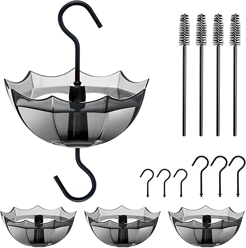 TERULF Foso de hormigas para comederos de colibrĂes para exteriores, paquete de 4 unidades de 5 onzas x 4 unidades de paraguas negro para colibrĂes, TERULF Foso de hormigas para comederos de colibrĂes para exteriores, paquete de 4 unidades de 5 onzas x 4 unidades de paraguas negro para colibrĂes,