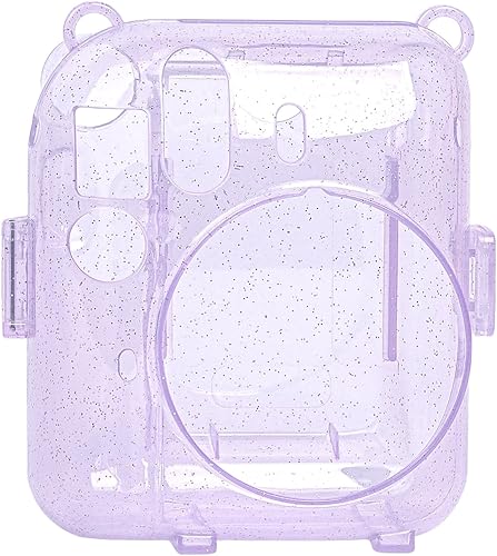 Miniatura 8 de CAIYOULE Funda transparente compatible con Fujifilm Instax Mini 12, funda protectora para cámara con bolsillo de almacenamiento de fotos mejorado,