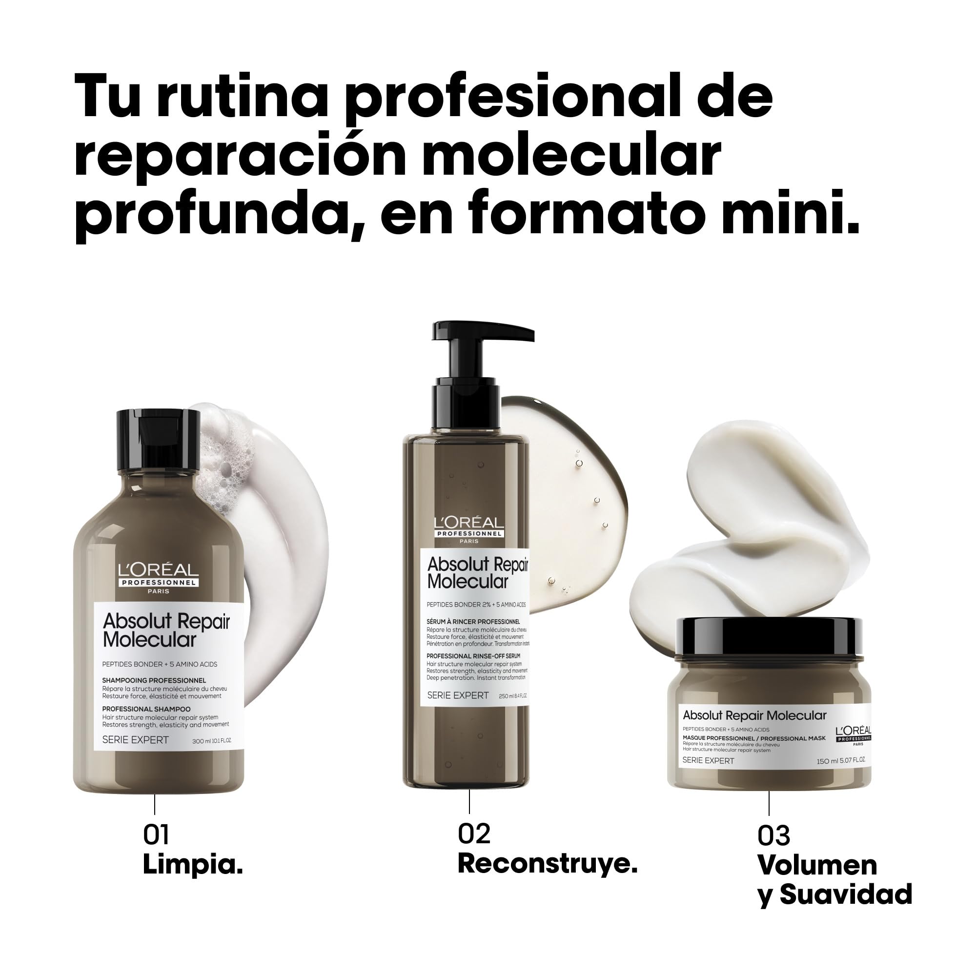 L'Oréal Professionnel Maska do włosów uszkodzonych strukturalnie, głęboka, molekularna naprawa dla większej elastyczności, z wiązaniami peptydowymi i 5 aminokwasami, seria Expert, maska molekularna