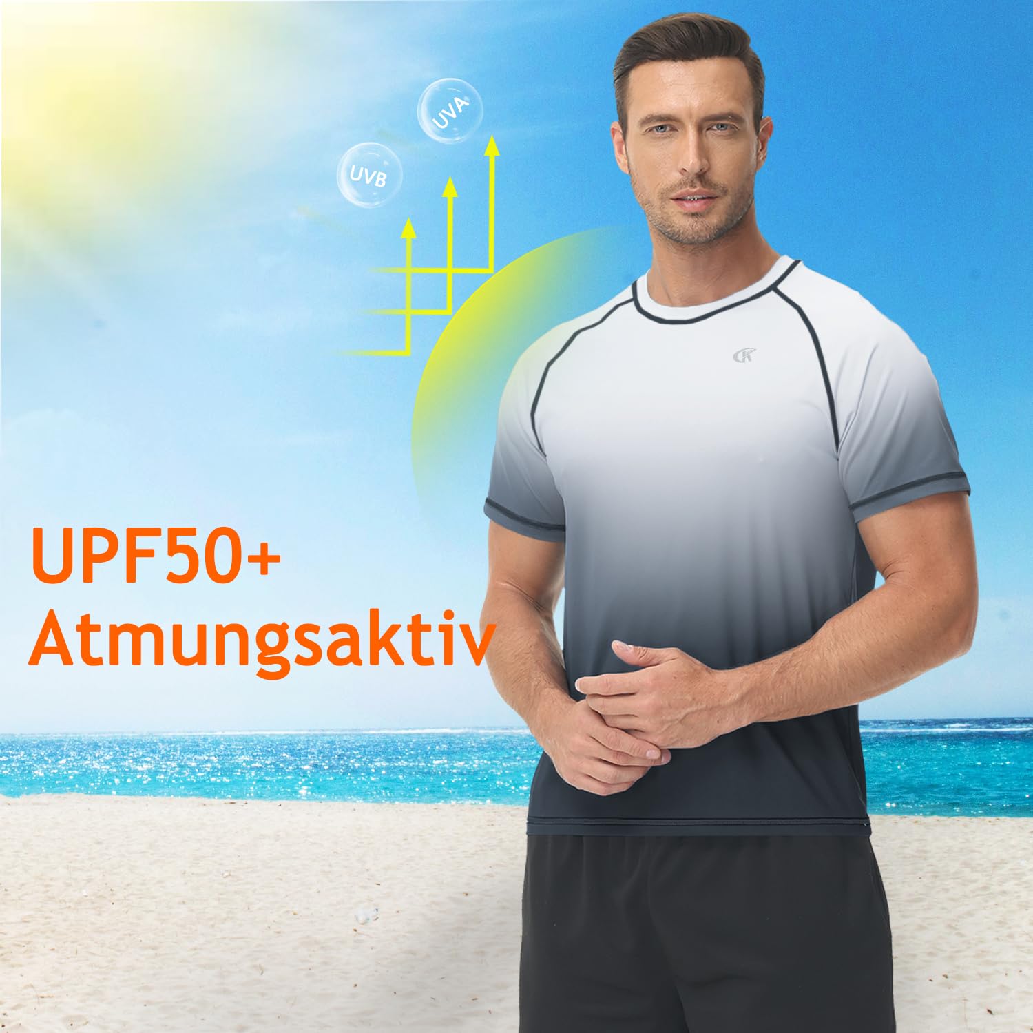 Camiseta Rashguard Hombre UV Manga Corta Secado Rápido Transpirable Surf Natación