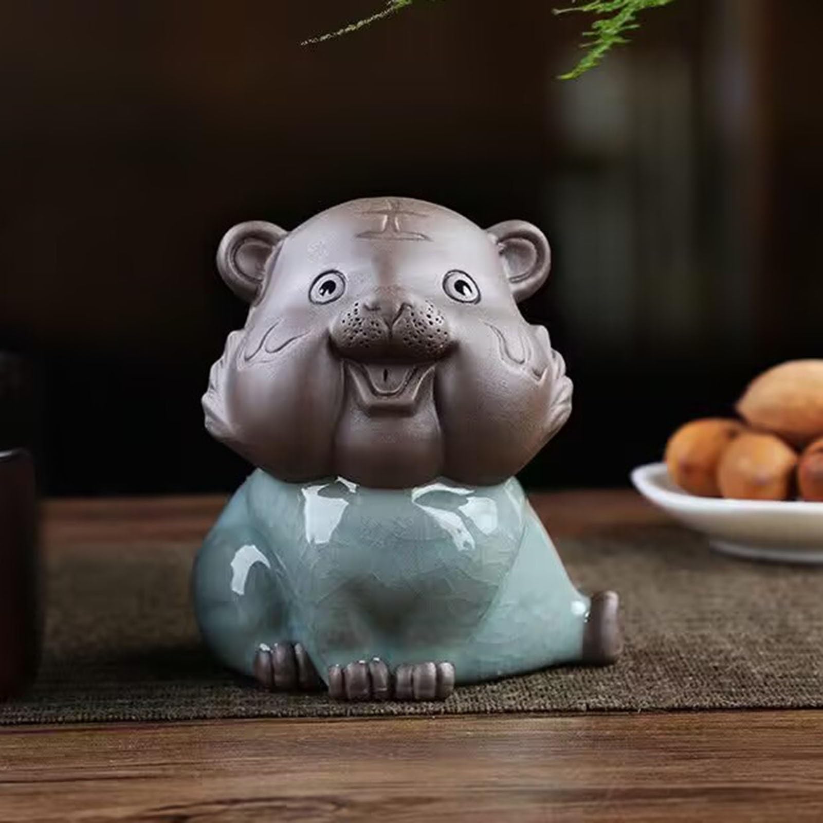 YUZDNM Ceramic animal figurines, Chinese zodiac animal sculptures, symbolizing success and wealth, a lucky gift(#c)