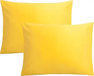 FLXXIE Microfiber Pillow Cases Standard Size, Soft Pillowcases with Envelope Closure, Wrinkle, Stain Resistant Pillow Covers, 20x26, Yellow