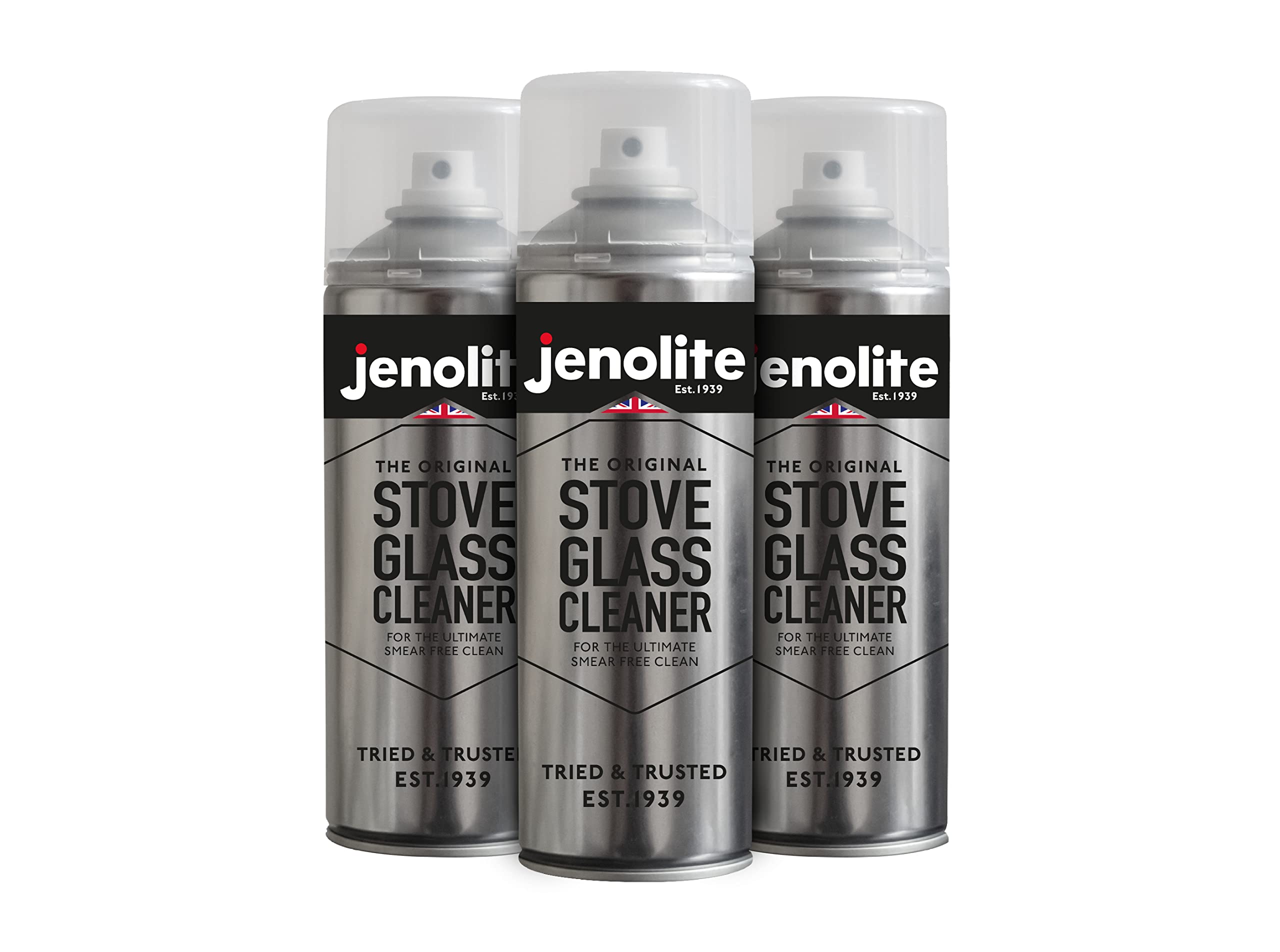 JENOLITE Detergente per vetri stufa | 3 x 400 ml | Rimuove fuliggine, cenere, carbonio, grasso e catrame | Ideale per bruciatori a legna/stufa/piani cottura..