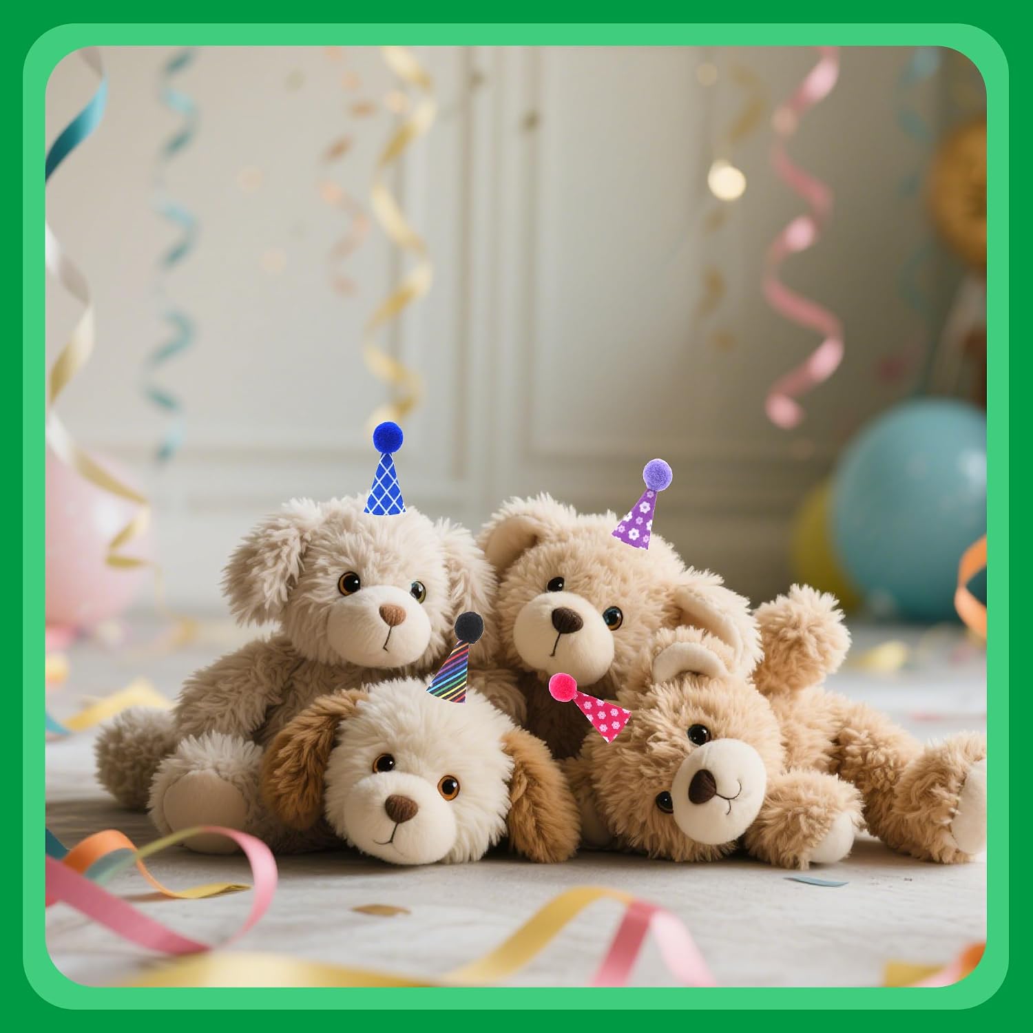12 Pcs Mini Party Hats for Animal Figures Felt Tiny Birthday Party Hats with Pom Poms Little Resin Animal Toys Hat