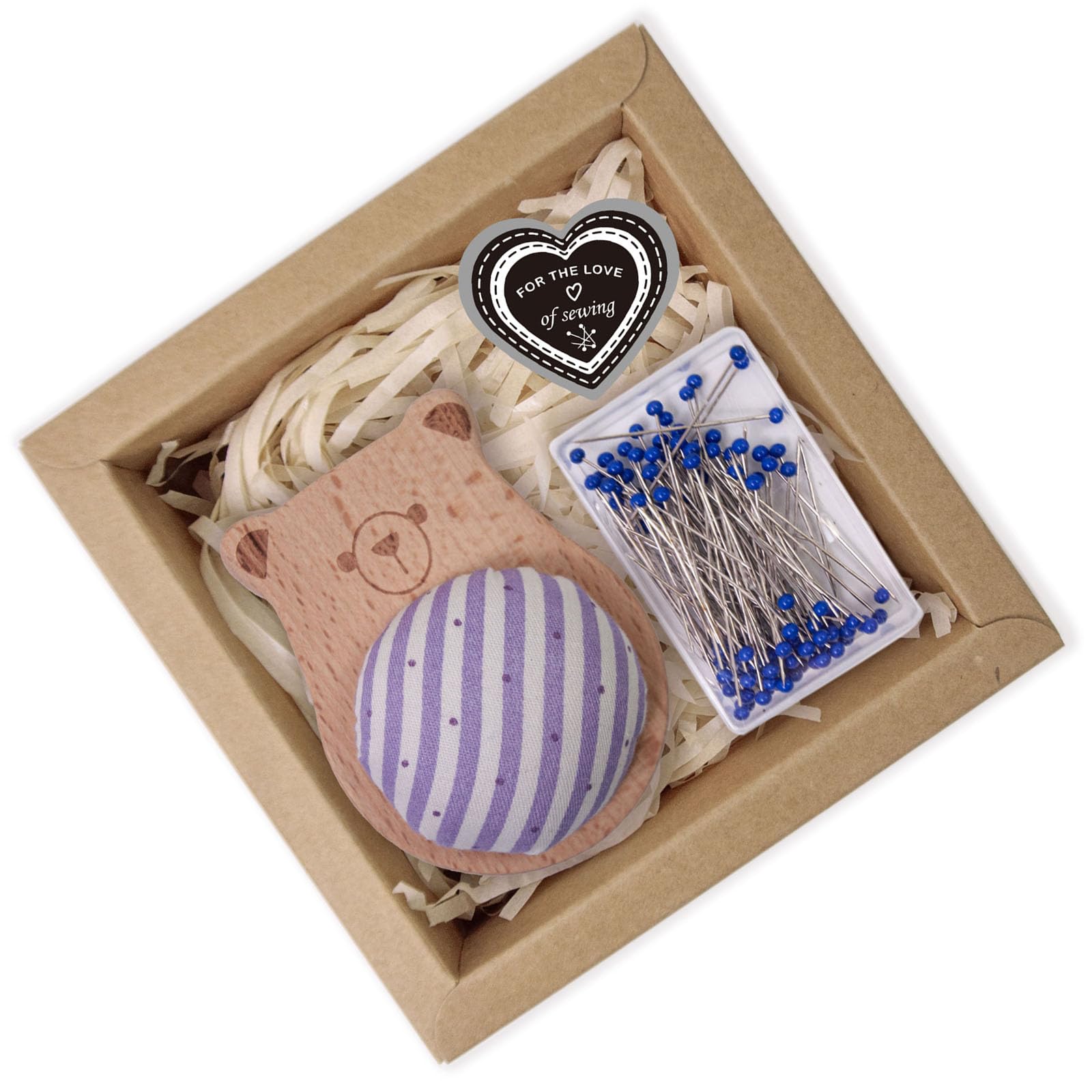 Buxuaaaa Pin Holder Wood Pin Cushion with 100Pcs 38mm Long Straight Sewing for Fabric Sewing Dressmaking Needlework Cushion for Tailors