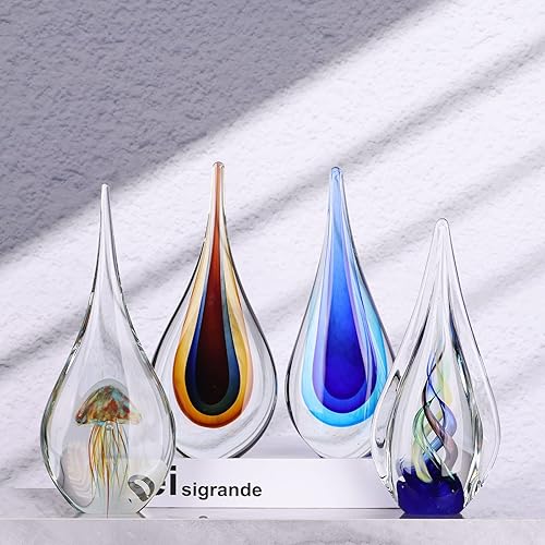 Miniatura 4 de DOVDOV Escultura de vidrio soplado a mano, estatua creativa de la colección de arte de vidrio manchado, vidrio decorativo mediterráneo único,