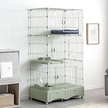 タンスのゲン 猫ゲージ 3段 幅67㎝ 高さ157㎝ トイレ付き (90280) Amazon.co.jp: タンスのゲン トイレ付き キャットケージ 3段