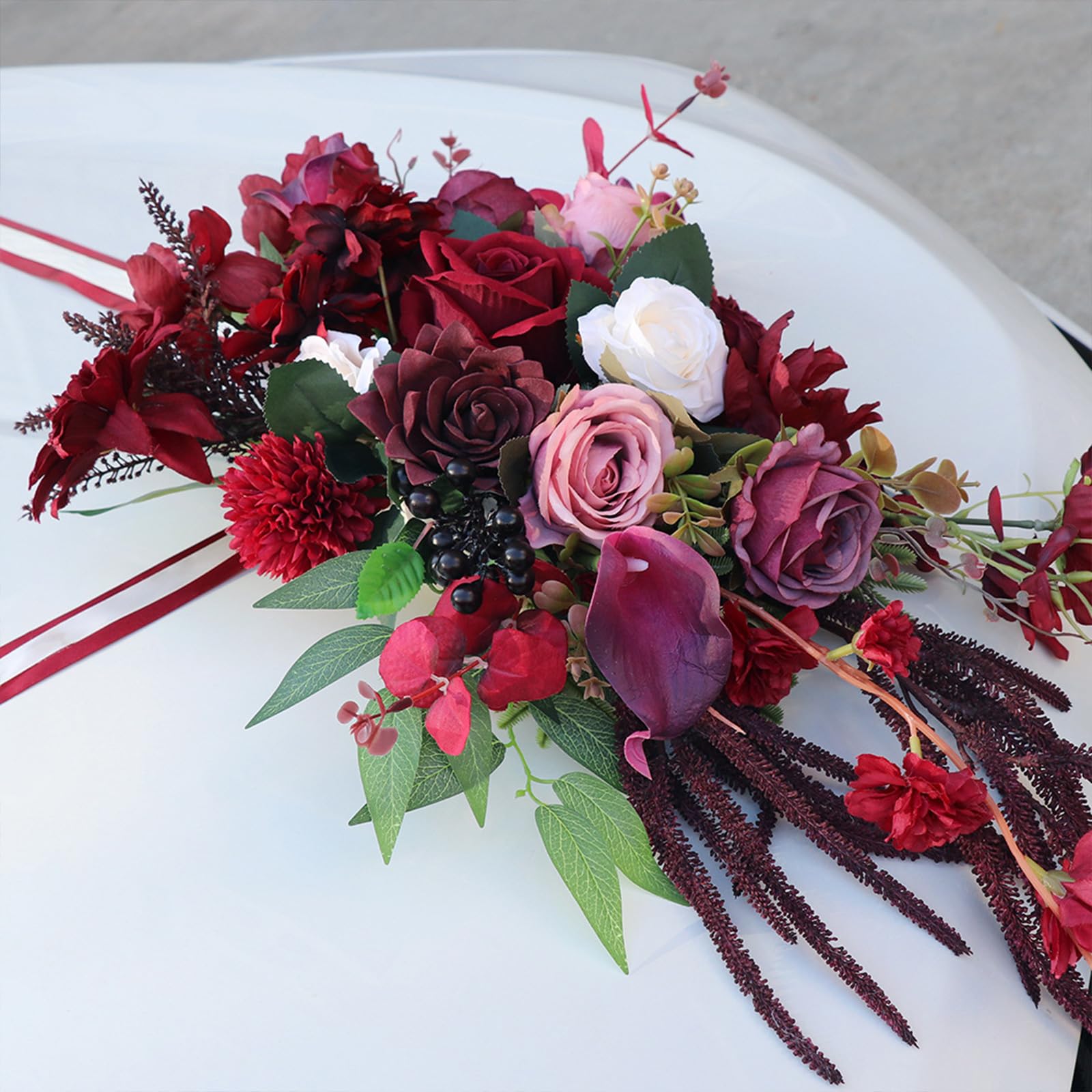 7-teiliges Kunstblumen-Set, Hochzeits-Auto-Dekoration, Stoffblumen für Romantiker, Hochzeitsatmosphären, Auto-Dekorationen