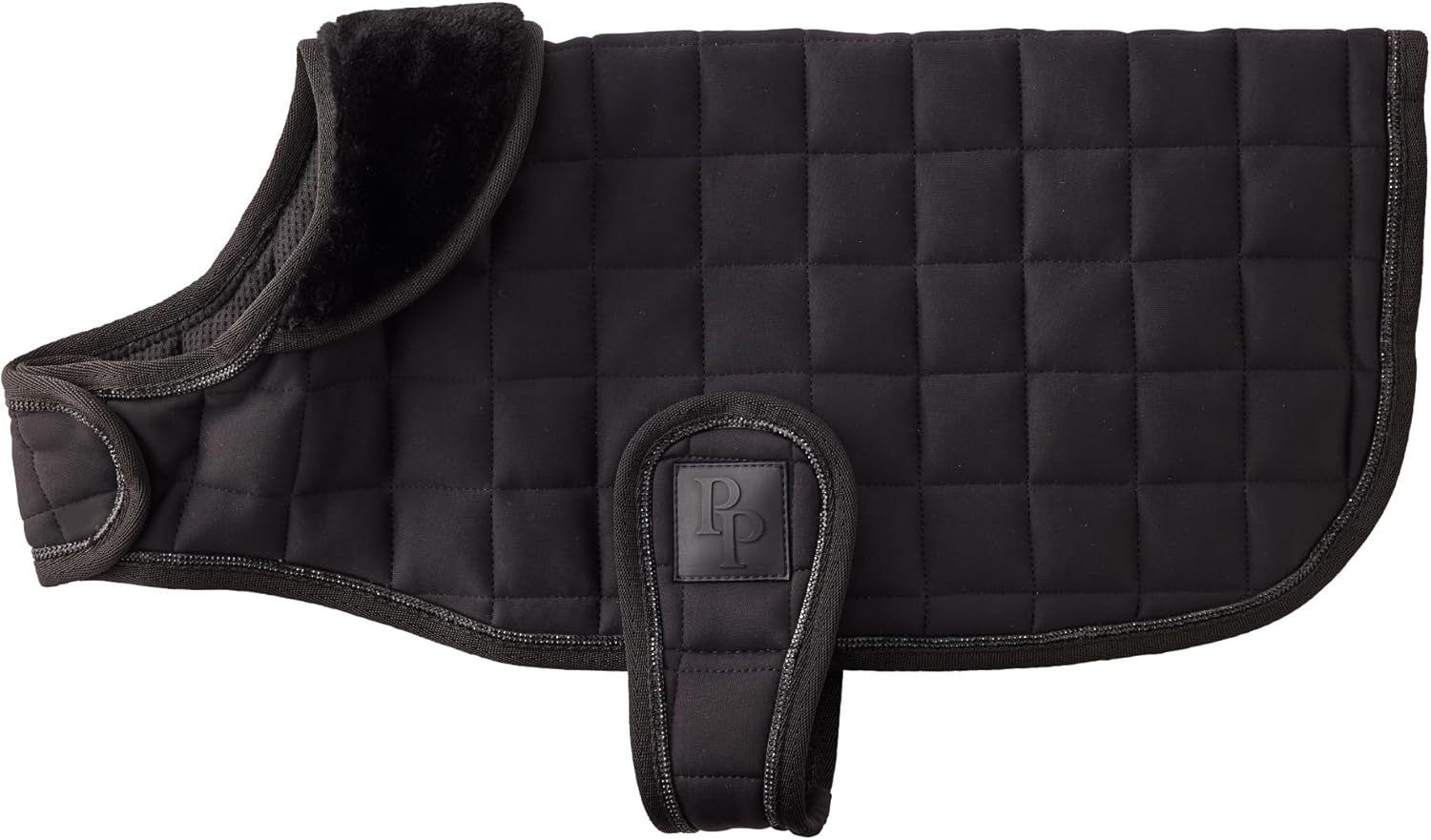 Pet Passion Quilted Dog Coat Pet Jacket with Crystal Bling for Small, Medium and Large Dogs, Black, Large