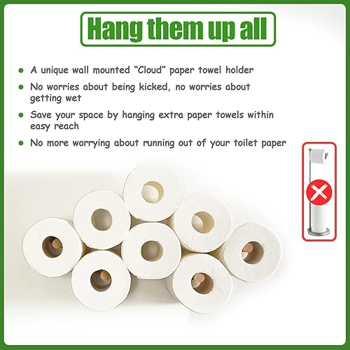 Vista 3 de Cloud Paper Holder, Space-Saving Cute Decor 4-13 Rolls Toilet Paper Hold Wood Artistic Decoration for Toilet Kitchen Bathroom bar Restaurant Indoor