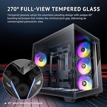 Antec C5 ARGB, Mid-Tower ATX PC Case, Seamless Tempered Glass Front & Side Panels, 7120mm ARGB PWM Fans Included, Supports Up to 10 Fans, 360mm Radiator Support, Type-C 3.2 Gen 2