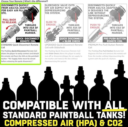 Vista 9 de Maddog Paquete de 4+1 arnés de paintball con (4) cápsulas de paintball y combo de bobina remota de tanque de paintball de desconexión rápida Lima
