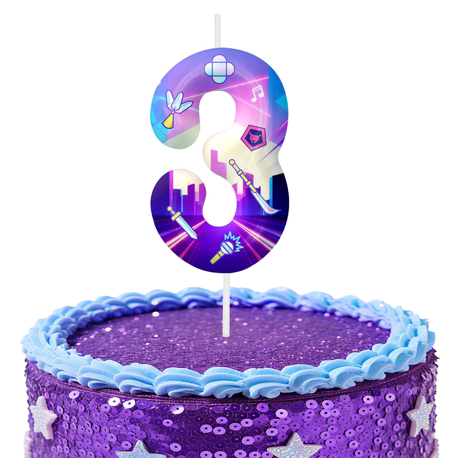 Kpop Number 3 Birthday Candles for Birthday Decorations and Cake Topper