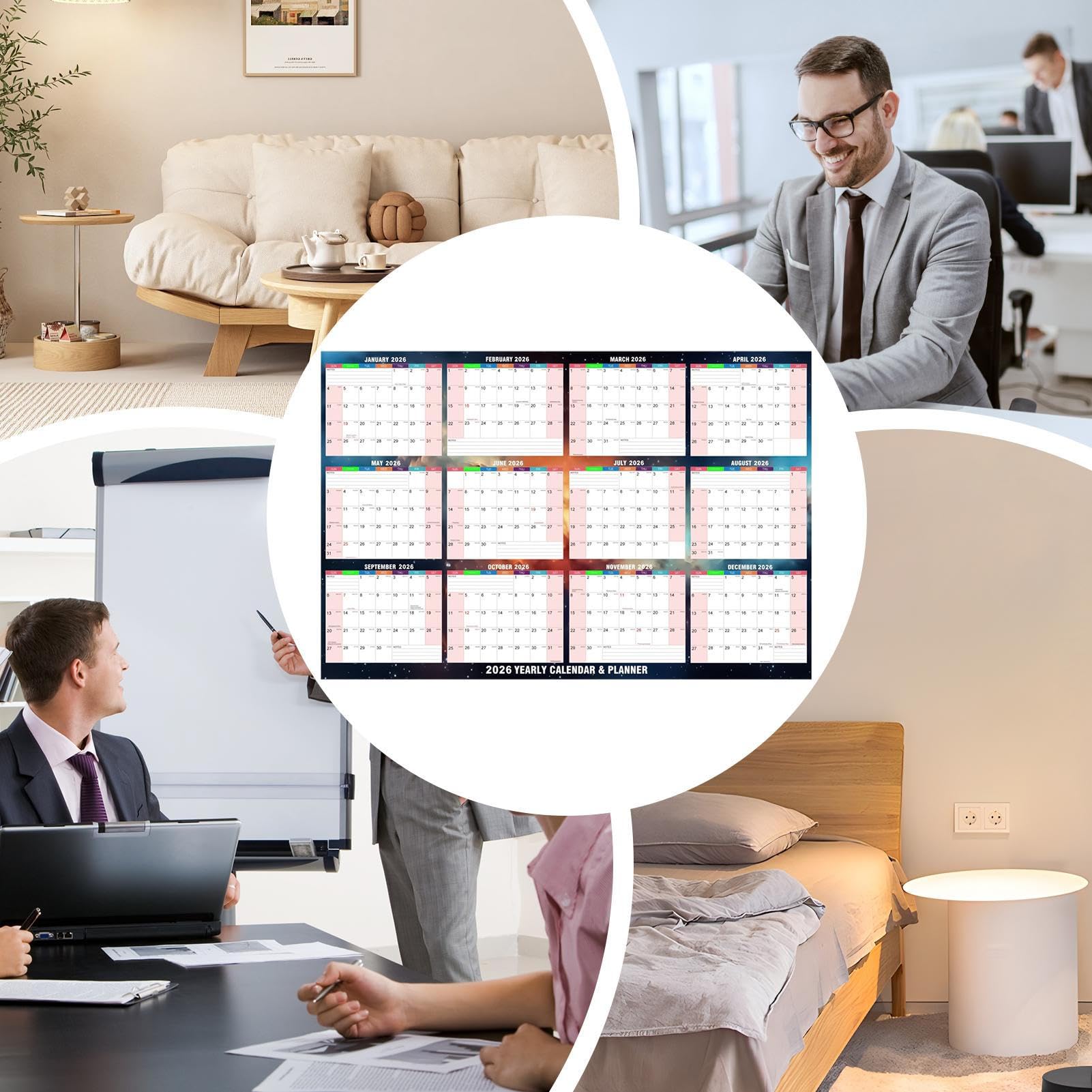 Calendario Annuale 2026 61 X 86 Cm Doppia Faccia Cancellabile A Secco Per