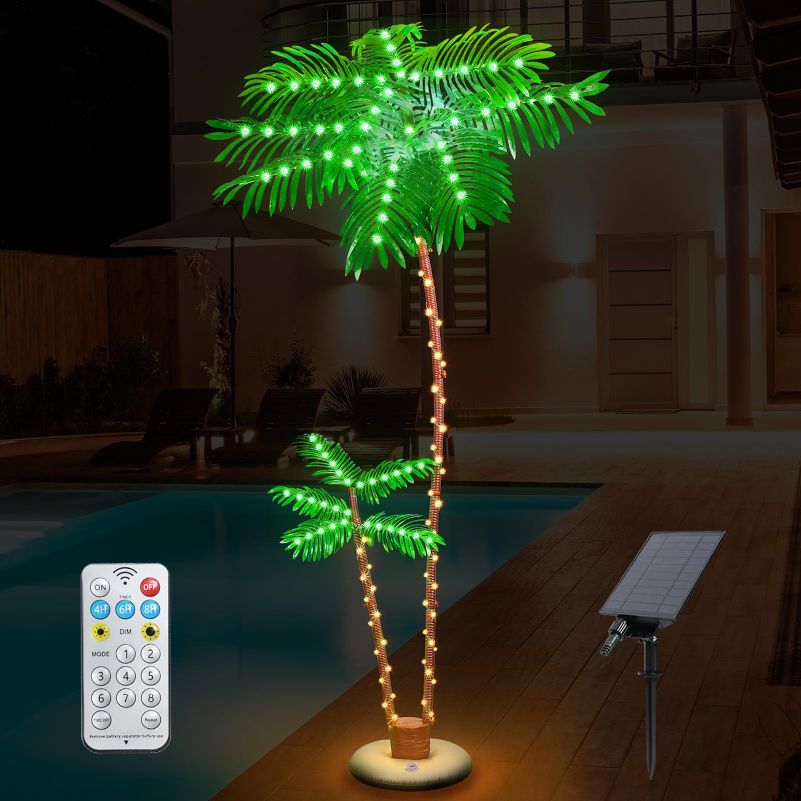 PINPON 7FT Solar Lighted Palm Tree