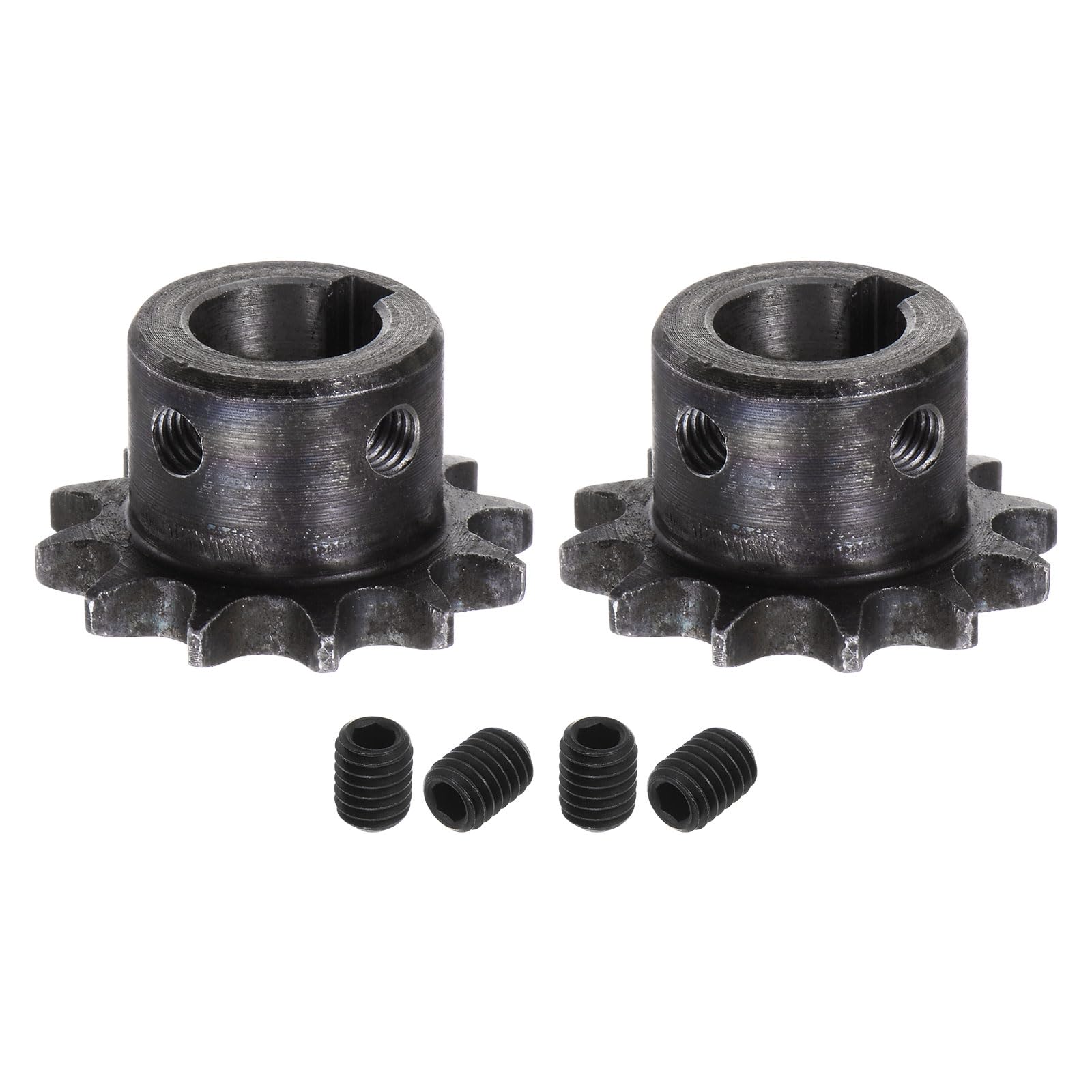 uxcell 2pcs ISO/DIN 06B-1 Roller Chain Sprocket B Type 15mm Bore, 3/8" Pitch, A3-Steel Single Strand Roller Sprocket Hardened 12 Tooth